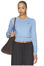 view 1 of 5 Cotton Long Sleeve Crew Neck Pullover Sweater in Dress Shirt Blue