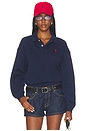view 1 of 5 Fleece Polo Long Sleeve Sweater in Cruise Navy