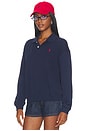 view 2 of 5 Fleece Polo Long Sleeve Sweater in Cruise Navy