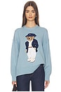 view 1 of 5 Cotton Bear Crew Neck Pullover in Blue Note