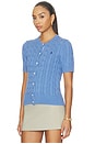 view 2 of 5 Short Sleeve Crew Neck Cardigan in Nimes Blue