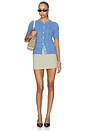 view 5 of 5 Short Sleeve Crew Neck Cardigan in Nimes Blue