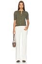 view 5 of 5 Short Sleeve Crew Neck Cardigan in Dense Olive