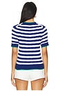 view 3 of 4 Short Sleeve Cardigan in Blue Yacht & White