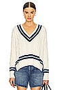 view 1 of 4 Cricket Pullover in Cream With Navy Stripe
