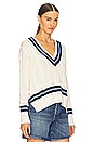 view 2 of 4 Cricket Pullover in Cream With Navy Stripe