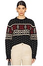 view 1 of 4 Snowflake-motif Wool Crewneck Sweater in Black Multi