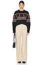 view 4 of 4 Snowflake-motif Wool Crewneck Sweater in Black Multi