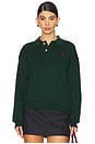 view 1 of 4 Polo-collar Fleece Pullover in College Green
