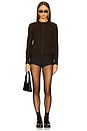 view 4 of 5 Cable-knit Wool-cashmere Cardigan in Dark Brown Marl