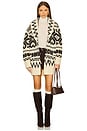 view 1 of 4 Wool-blend Shawl-collar Cardigan in Cream Brown Multi