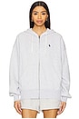 view 3 of 6 Oversize Fleece Zip Graphic Hoodie in Light Smoke Heather