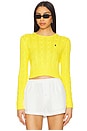 view 1 of 5 Cable-knit Cotton Cropped Sweater in Lemon Crush