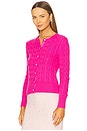 view 2 of 5 Cable-knit Cotton Crewneck Cardigan in Regatta Pink