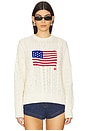 view 1 of 5 Aran-knit Flag Cotton Sweater in Cream