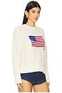 view 2 of 5 Aran-knit Flag Cotton Sweater in Cream