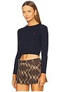 view 2 of 5 Cable-knit Cotton Cropped Sweater in Hunter Navy