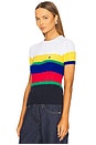 view 2 of 5 Striped Cable Short-sleeve Sweater in Blue Saturn Multi