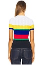 view 3 of 5 Striped Cable Short-sleeve Sweater in Blue Saturn Multi