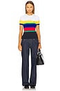 view 4 of 5 Striped Cable Short-sleeve Sweater in Blue Saturn Multi