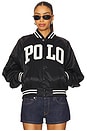 view 1 of 5 Logo Satin Bomber Jacket in Polo Black