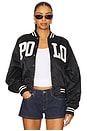 view 2 of 5 Logo Satin Bomber Jacket in Polo Black