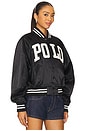 view 3 of 5 Logo Satin Bomber Jacket in Polo Black
