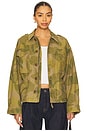 view 1 of 5 Printed Cropped Field Jacket in 1922 Camo Green & Brown Multi