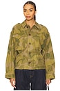 view 2 of 5 Printed Cropped Field Jacket in 1922 Camo Green & Brown Multi