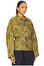 view 3 of 5 Printed Cropped Field Jacket in 1922 Camo Green & Brown Multi