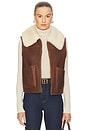 view 1 of 5 Shearling Full-zip Vest in Pale Russet & Spring Beige