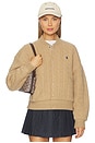view 1 of 5 Cable Knit Wool Cashmere Bomber Jacket in Collection Camel Melange