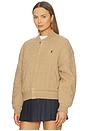 view 2 of 5 Cable Knit Wool Cashmere Bomber Jacket in Collection Camel Melange