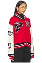 view 2 of 5 Wool Blend Zip Letter Cardigan in Red Multi
