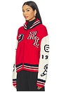 view 3 of 5 Wool Blend Zip Letter Cardigan in Red Multi