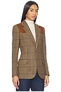 view 2 of 5 Suede-trim Plaid Wool Blazer in 1927 Olive Multi Houndstooth