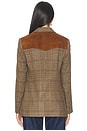 view 3 of 5 Suede-trim Plaid Wool Blazer in 1927 Olive Multi Houndstooth