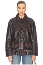 view 1 of 5 Cow Leather Jacket in Dark Chocolate