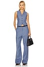 view 5 of 6 Linen Cotton Twill Wide Leg Pant in Blue