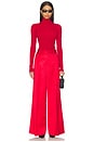 view 5 of 6 Pleated Satin Wide Leg Pant in Rl 2000 Red