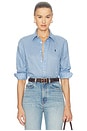 view 1 of 5 CHEMISE EN LIN À MANCHES LONGUES ET BOUTONS SUR LE DEVANT in Summer Blue