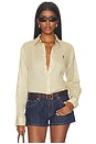 view 1 of 5 Linen Button Front Shirt in Dune Tan