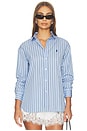 view 1 of 5 BLUSA DE ALGODÓN DE MANGA LARGA in Light Blue & White Multi