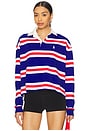 view 1 of 5 Striped Cropped Jersey Rugby Shirt in Red, White & Royal Blue