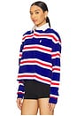view 2 of 5 Striped Cropped Jersey Rugby Shirt in Red, White & Royal Blue