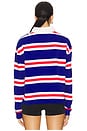view 3 of 5 Striped Cropped Jersey Rugby Shirt in Red, White & Royal Blue