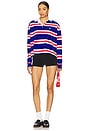 view 4 of 5 Striped Cropped Jersey Rugby Shirt in Red, White & Royal Blue