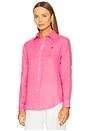 view 2 of 5 Classic Fit Linen Shirt in Hot Fuchsia