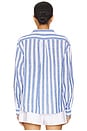 view 3 of 5 Linen Long Sleeve Shirt in Blue & White