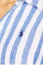 view 5 of 5 Linen Long Sleeve Shirt in Blue & White